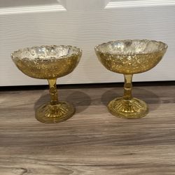 Set Of 2 Gold Glass Goblets