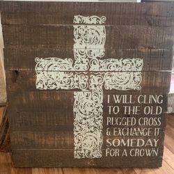 LARGE WOODEN RELIGIOUS WALL DECOR 