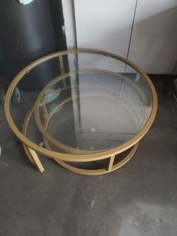 Gold Colored Trim Glass Table Set