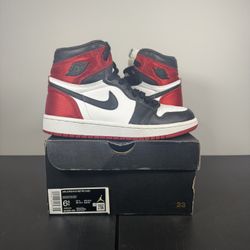 Jordan 1 Satin Black Toe Size 7.5W/6Y Replacement box!