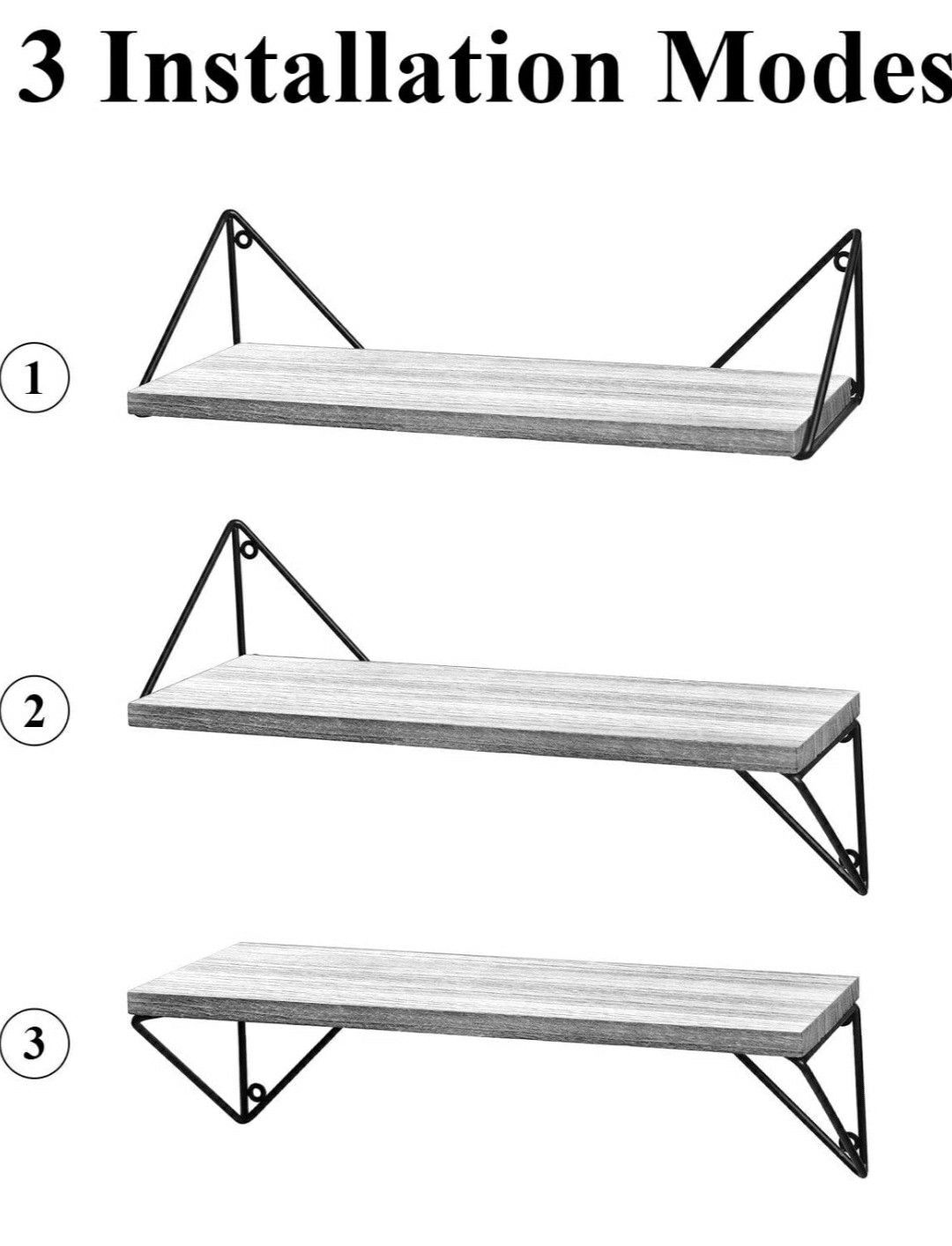 White Wall Mounted Set of 3, Rustic Wood Wallfor Living Room