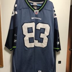 REEBOK NFL SEATTLE SEAHAWKS AMERICAN FOOTBALL SHIRT JERSEY  #83 BRANCH MEN'S BLUE WHITE Size XL