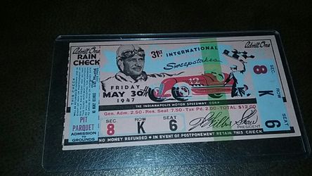 Vintage Indy 500 ticket