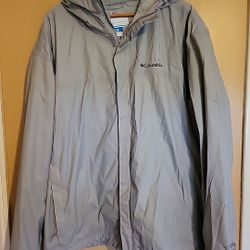 Columbia Brand Mens Rain Windbreaker Grey Jacket Size 2X