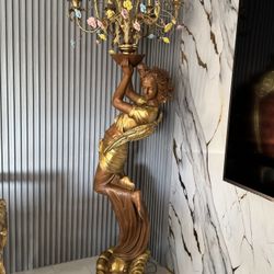 Life Sizd Bronze Angles Floor Candelabras Set 