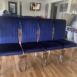 BLUE VELVET DINING CHAIRS for sale !!!!