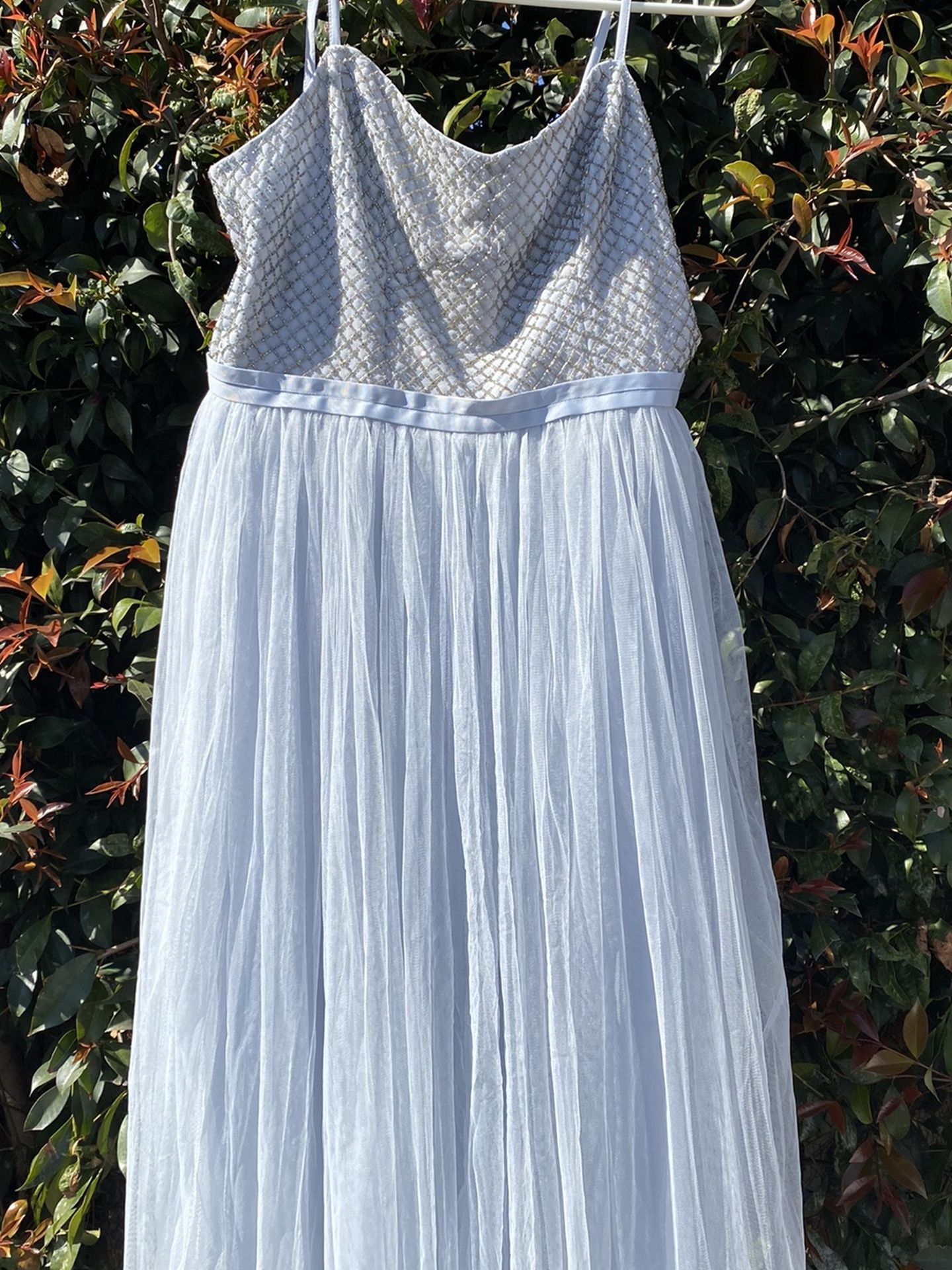 Needle & Thread Light Blue Tulle Beaded Dress L