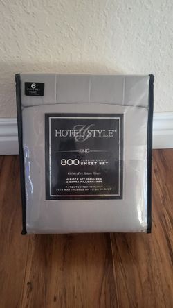 Hotel Style 800 Thread Count Cotton Rich Sateen Bed Sheet Set, King, Gray, Set of 6 New (Price Firm)