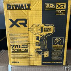 DEWAlT 20V MAX 1/2 MID RANGE IMPACT WRENCH WITH HOG RING ANVIL . ( no Battery No Charger )