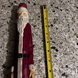 Vintage Pencil Slim 15”T Santa Claus Folk Art Christmas Resin Figurine OOAK.