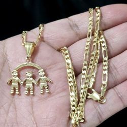 14k Gold Plated 3 Brothers Necklace 