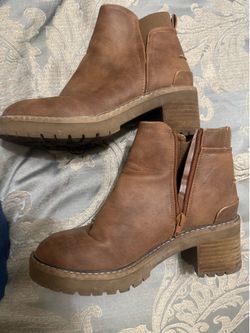 Brown Ankle Boots with Block Heel
