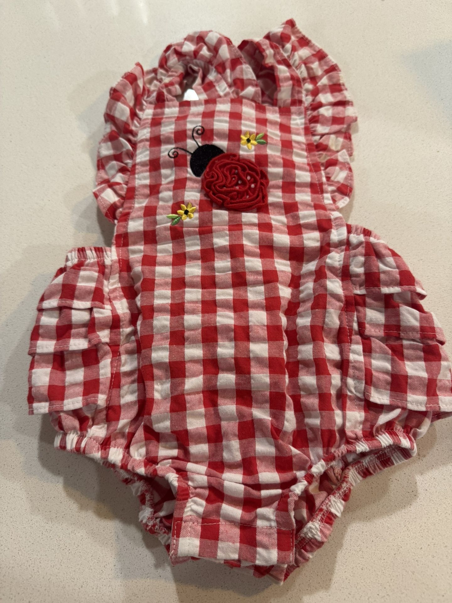 GoodLad Red and White Checkered Outfit (12m)