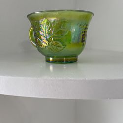 Punch Bowl Cups Vintage Green