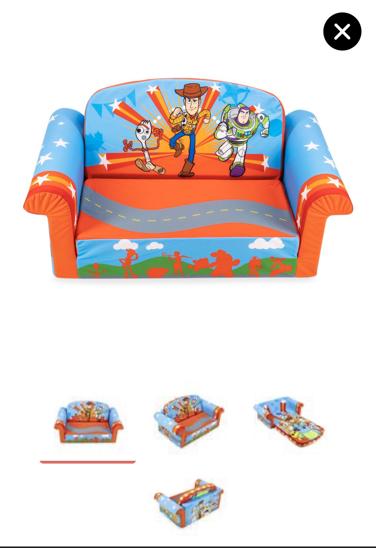 2-in-1 Flip Open Couch Bed for Toddler , Toy Story