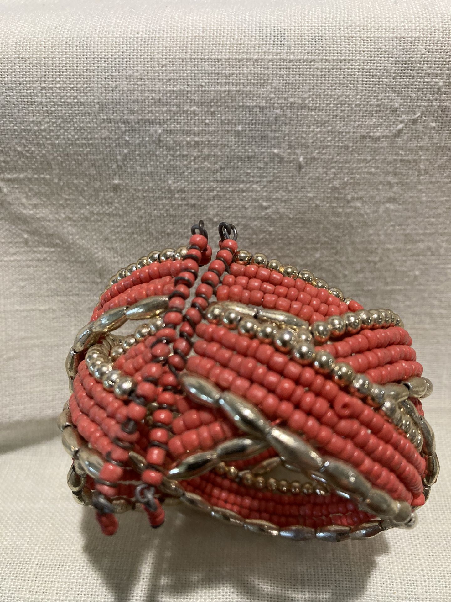 Corn Colored Beaded Cuff Bracelet