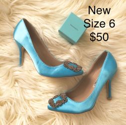 Blue Satin Heels Size 6