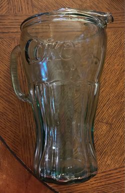 Glass Coca-Cola Pitcher with Embossed Coke Logo