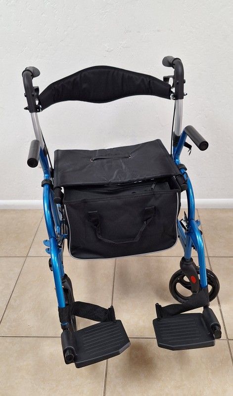 2-in-1 Rolling Walker Wheelchair Combo,