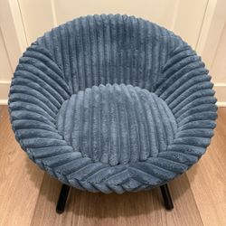 round blue vanity or accent pet chair