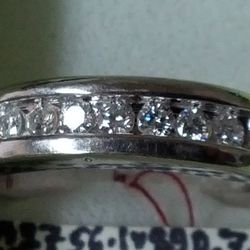 14Kt White Gold Diamond Studded Semi Eternal Design Wedding Band Ring Size 💍 10