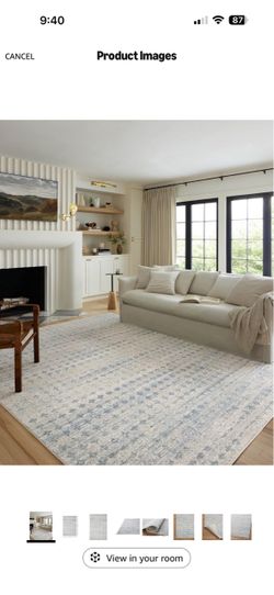 Loloi Kamala Sky/Dove 7'-10" x 10' Area Rug KAM-04 Approx. 8x10 Blue Living room Dining room Bedroom, Modern, Moroccan, Neutral, Area Rug