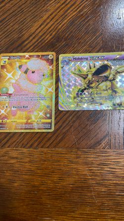 2PC Gold Pokémon Cards Flaaffy 280/264 Secret Rare Fusion Strike 2021 & Nidoking Break 46/108
