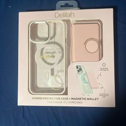 Delilah Hybrid Protective Case Plus Magnetic Wallet Included For iPhone 14/15 Pro Max