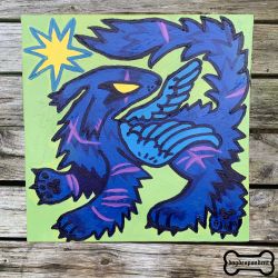 Blue Scarred Wolf  Original Painting Sold By Artist