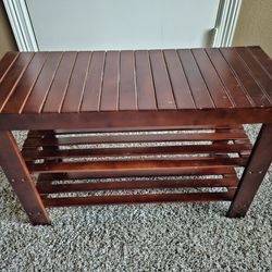 Bamboo Bench with Shelves