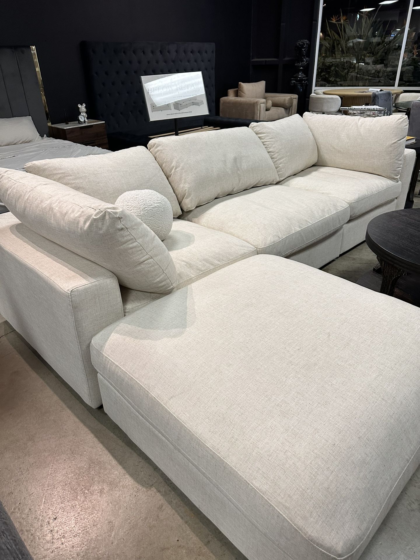 “Cloud” Sectional Sofa Modular Chaise with Ottoman