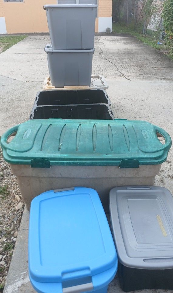 BINS- SOME NEED TLC, COVER...TAKE ALL $15