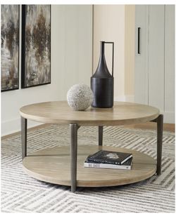 Mixed Material Coffee Table With Wheels