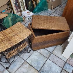 Wicker Night Stand And  Storage Container
