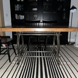 Wood & Cast Iron Dining Table 3.5’ X 5’ 