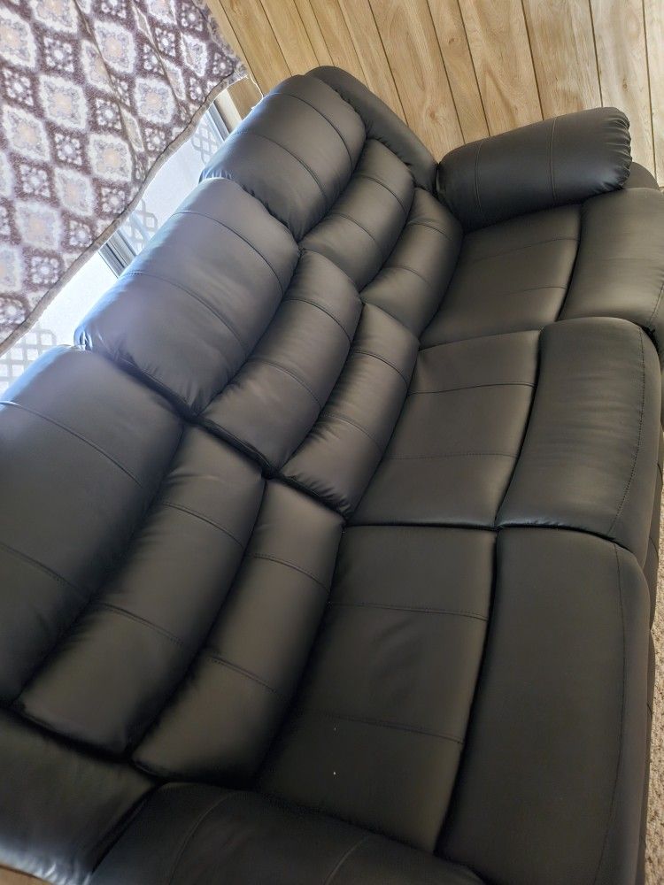 Brand New Black Leatherlike Couch & Loveseat