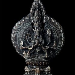 Handmade Copper Avalokiteshvara Statue Nepal 5.5" Compassion Buddha Figurine