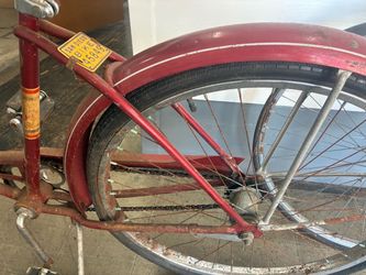 Vintage Red Cruiser Bicycle with San Diego Tag