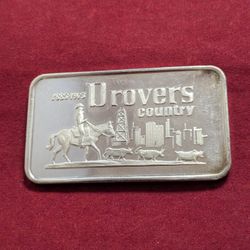 Silver .999 Bar 1oz. Drover's Country 1973 ~ Vintage Rare