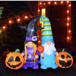 Halloween Inside  6 FT Halloween Inflatable Gnomes with Pumpkins Candy LED Lighted Decoration for Lawn Yard Garden Patio Indoor Outdoor Home Yard Part