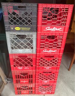 (10) Plastic Stackable Milk Crates