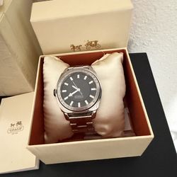 Coach watch with metal bandl black face