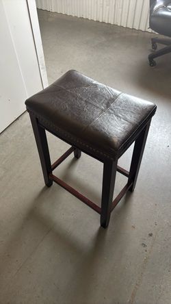 Faux Leather Nailhead Saddle Bar Stool — Gently Used — $5