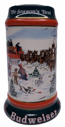 BUDWEISER 1991 Holiday Series Beer Stein CS133 “The Season’s Best”