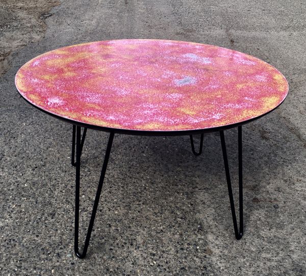 Refinished Colorful Small Coffee Table Or Side 28 Inches Round Refinished Colorful Small Coffee Table Or Side 28 Inches Round 16 High