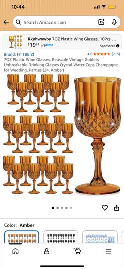 24 amber plastic wine glass