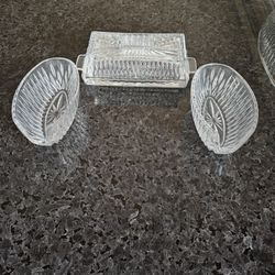 Princess House Royal Highlights covered butter dish & utensil holders