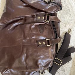 Pair of two Fossil leather travel bags New Collection High end Real Satchel carry on