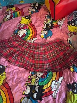 Red Plaid Mini Skirt for larger woman