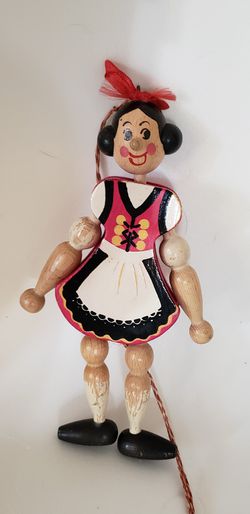 Vintage antique wood toy girl Austria